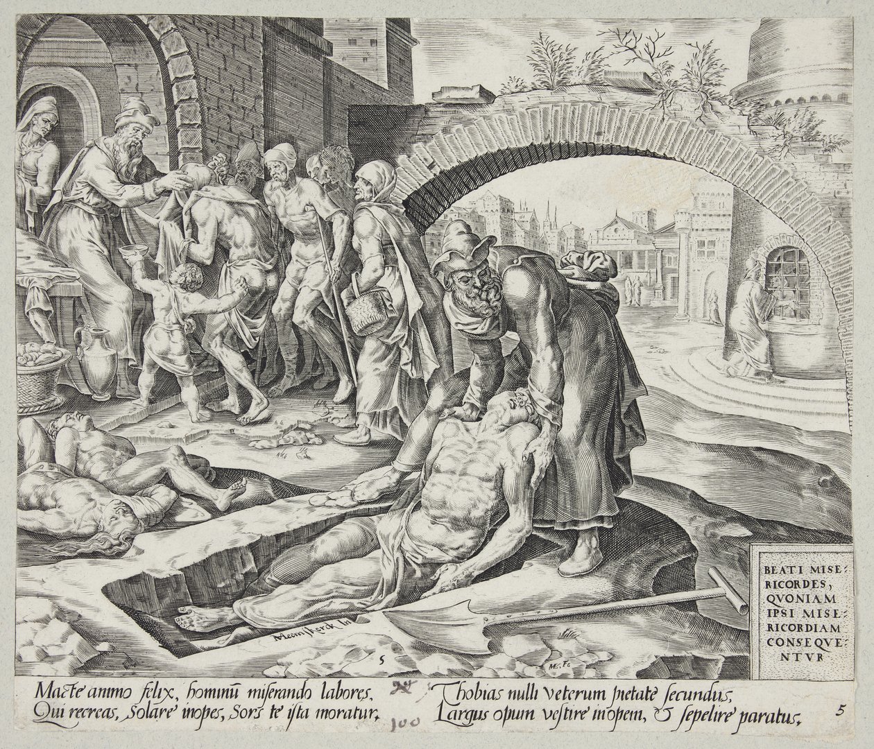 Beati i misericordiosi. Tobia seppellisce i morti, veste i nudi e nutre gli affamati da Harmen Jansz. Muller