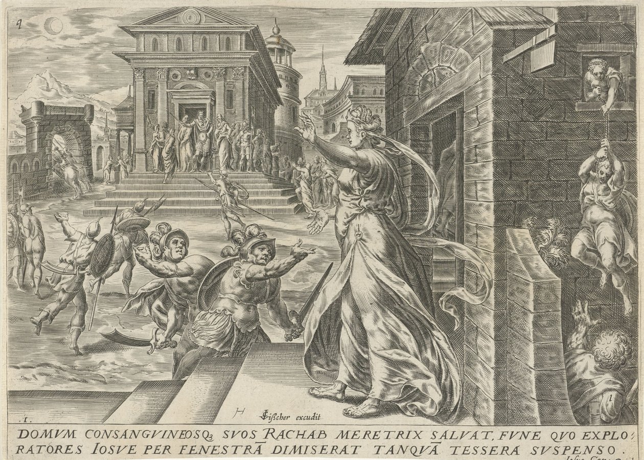 Rachab fa fuggire le spie dalla finestra (La storia di Giosuè) da Harmen Jansz Muller