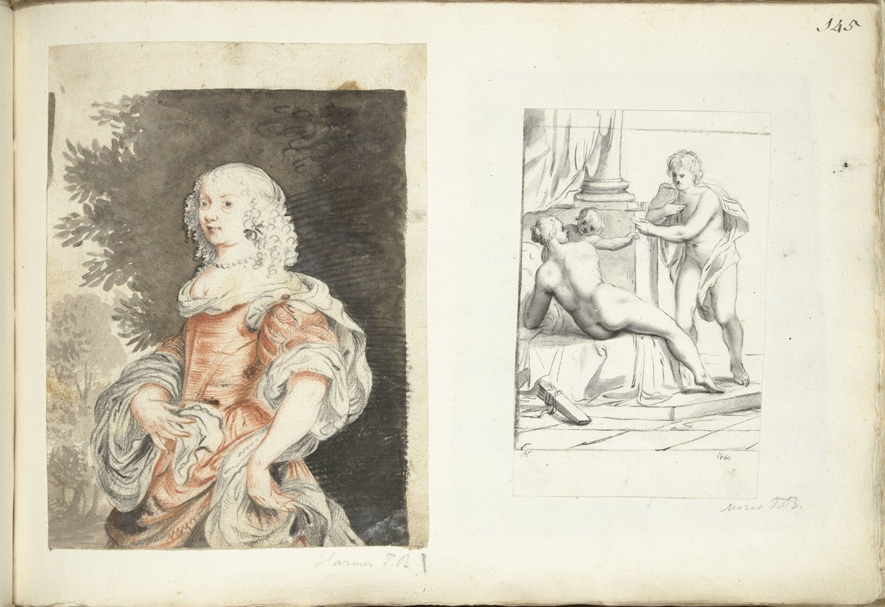 Ritratto di una donna e Venere, Amore e Marte da Harmen ter Borch (possibly)