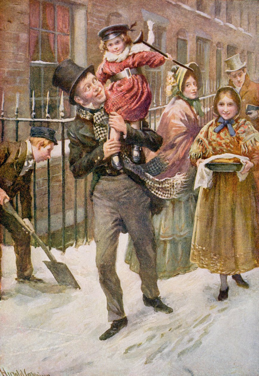 Bob Cratchit e Tiny Tim, illustrazione per 