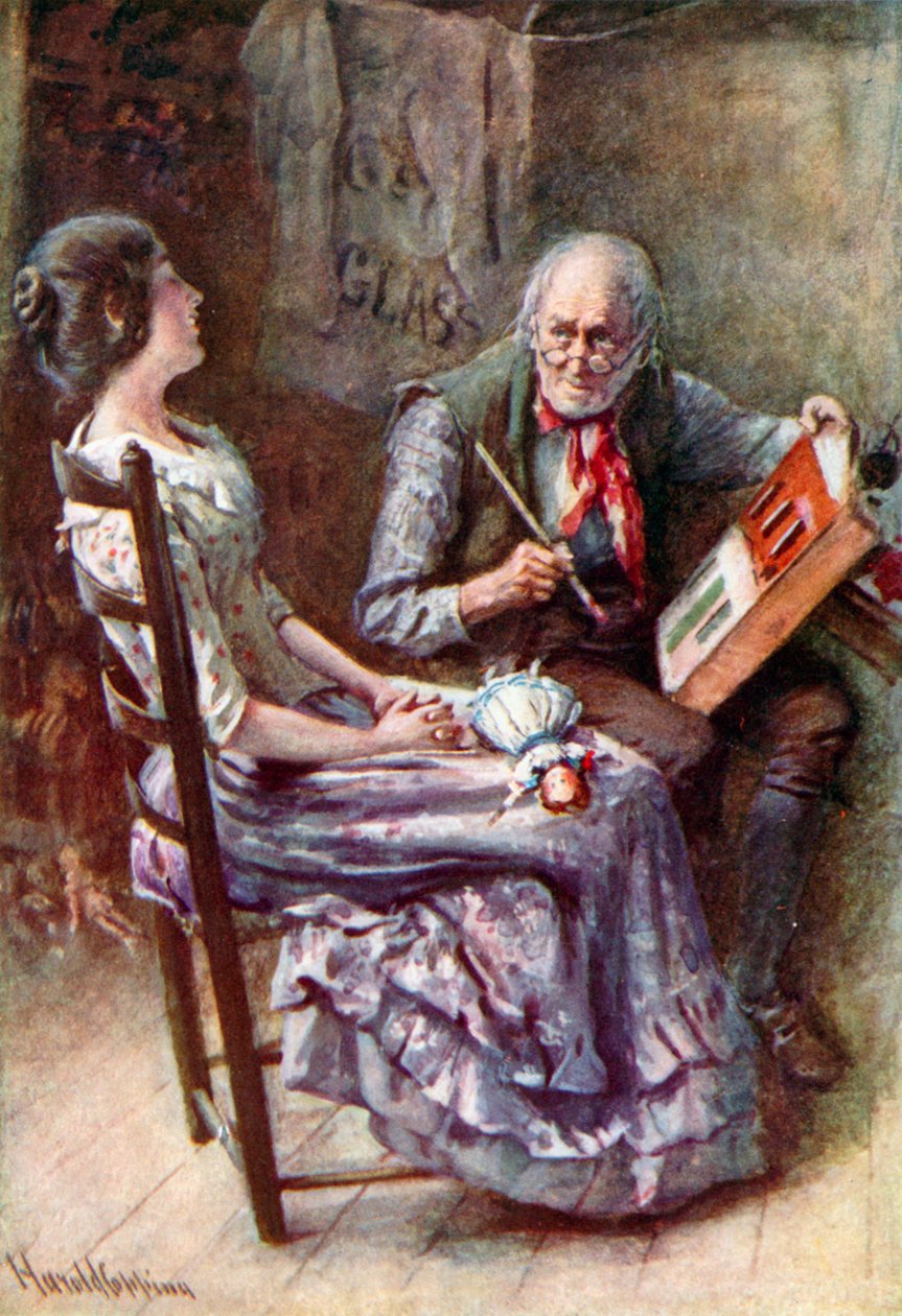 Caleb Plummer e la sua figlia cieca (litografia a colori) da Harold Copping