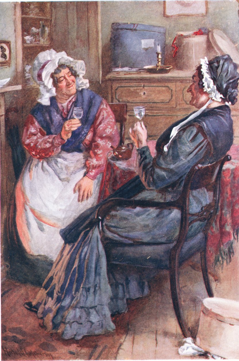 Sarah Gamp e Betsey Prig, illustrazioni per Character Sketches from Dickens compilato da B.W. Matz, 1924 da Harold Copping