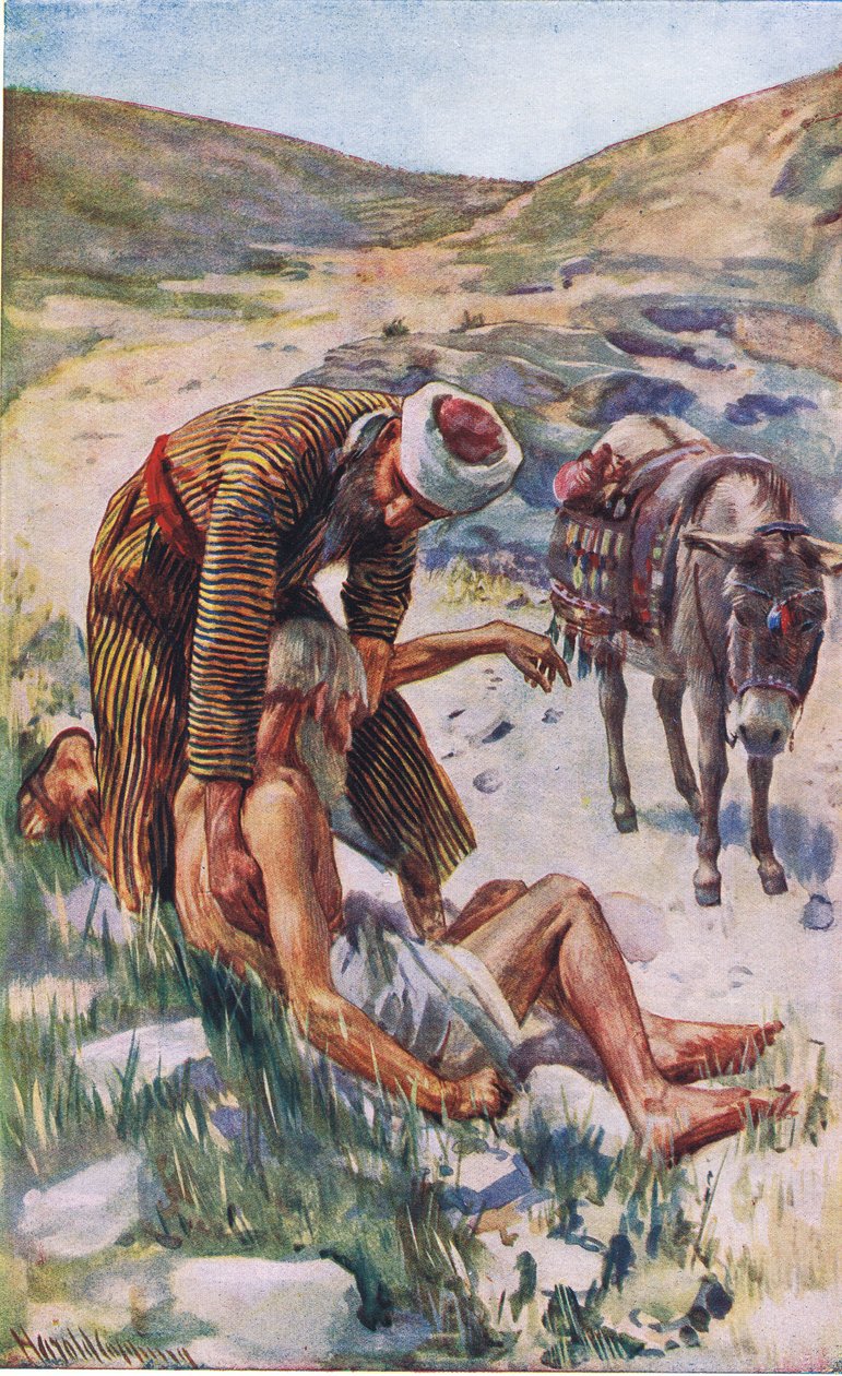 Il buon samaritano, illustrazione da Harold Copping Pictures: The Crown Series, c.1920s da Harold Copping