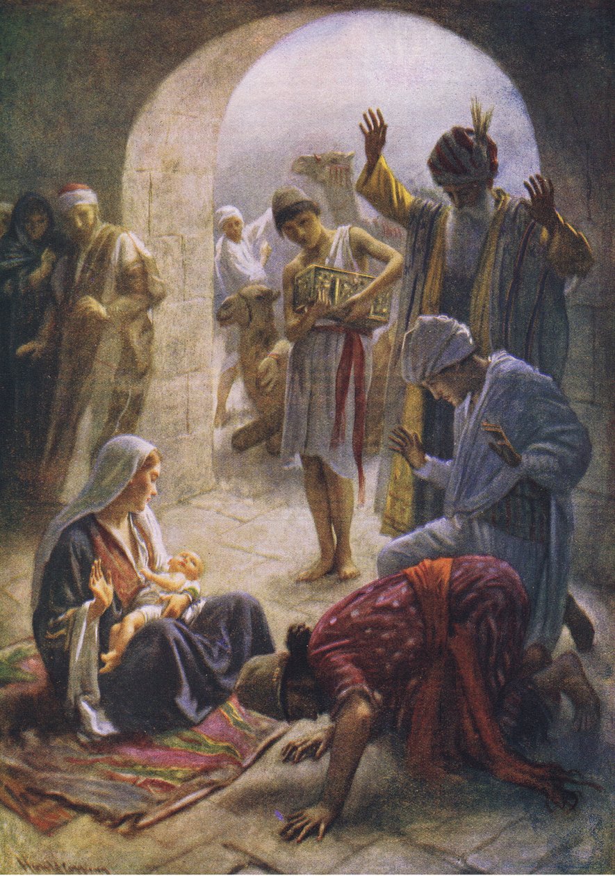 La visita dei Magi, illustrazione da Harold Copping Pictures: The Crown Series, c.1920s da Harold Copping