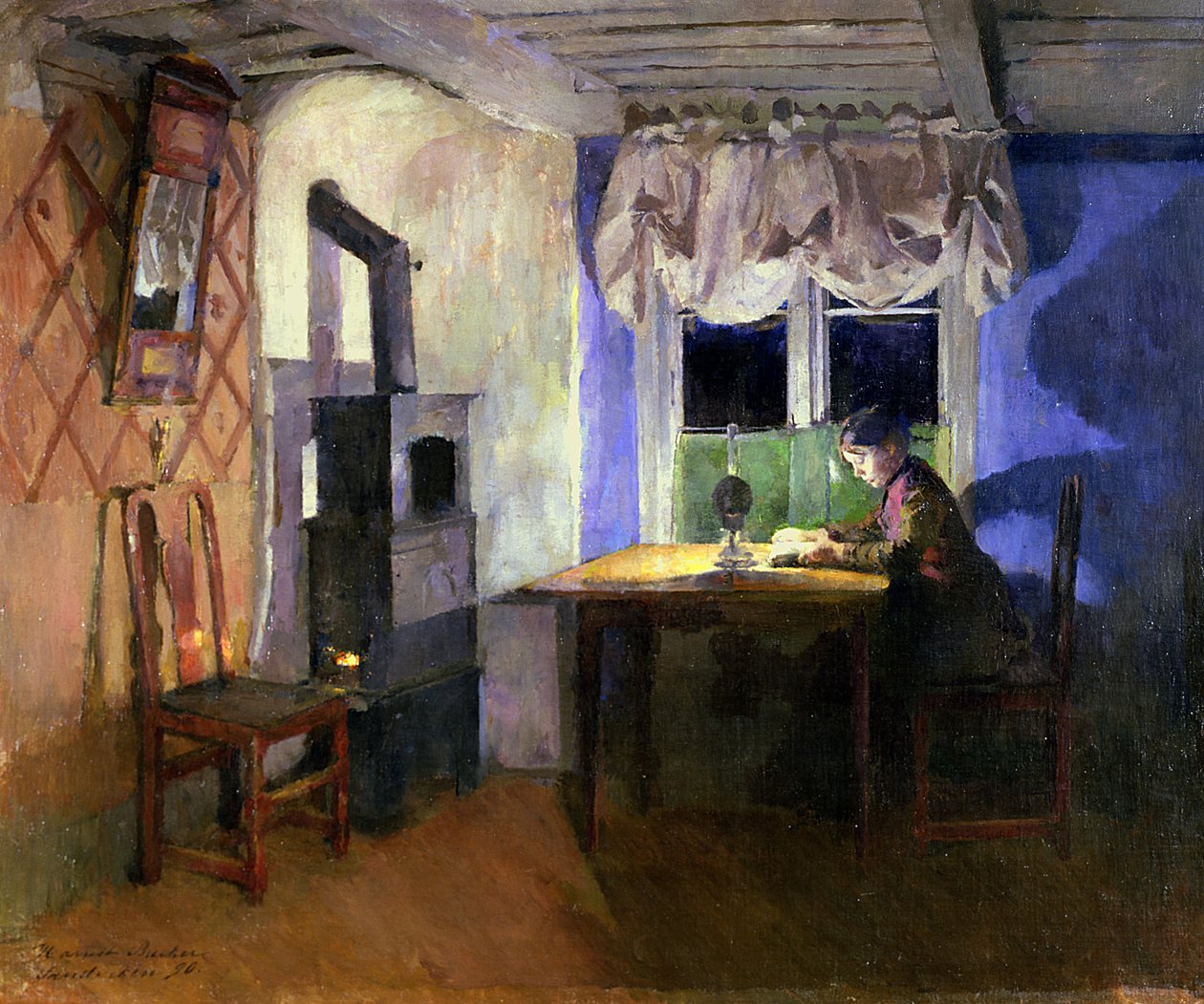 Alla Luce della Lampada, 1890 da Harriet Backer