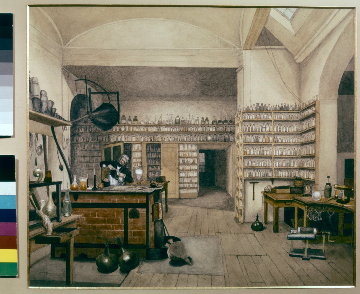 Michael Faraday al lavoro nel suo laboratorio del Royal Institute da Harriet Jane Moore