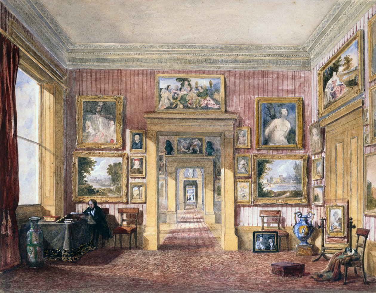 La sala da pranzo a Thirlestaine House, Cheltenham, c.1843 da Harriet Rushout (attr. to) Bowles