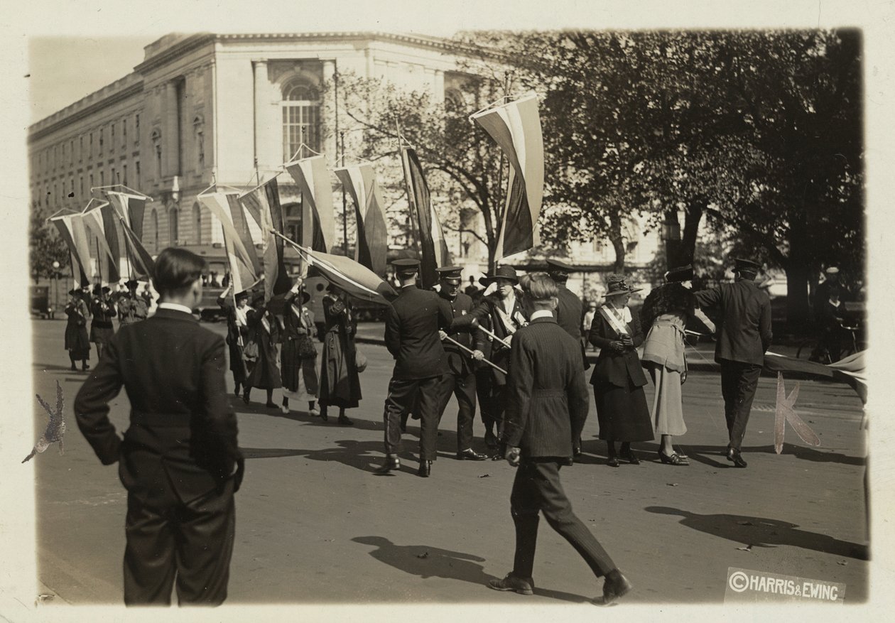 La polizia sequestra gli striscioni delle suffragette prima che raggiungano il Senato degli Stati Uniti da Harris & Ewing