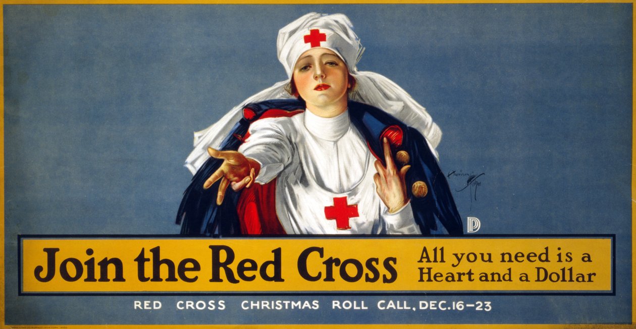 Campagna di raccolta fondi natalizia della Prima Guerra Mondiale Unisciti alla Croce Rossa - Tutto ciò di cui hai bisogno è un cuore e un dollaro da Harrison Fisher