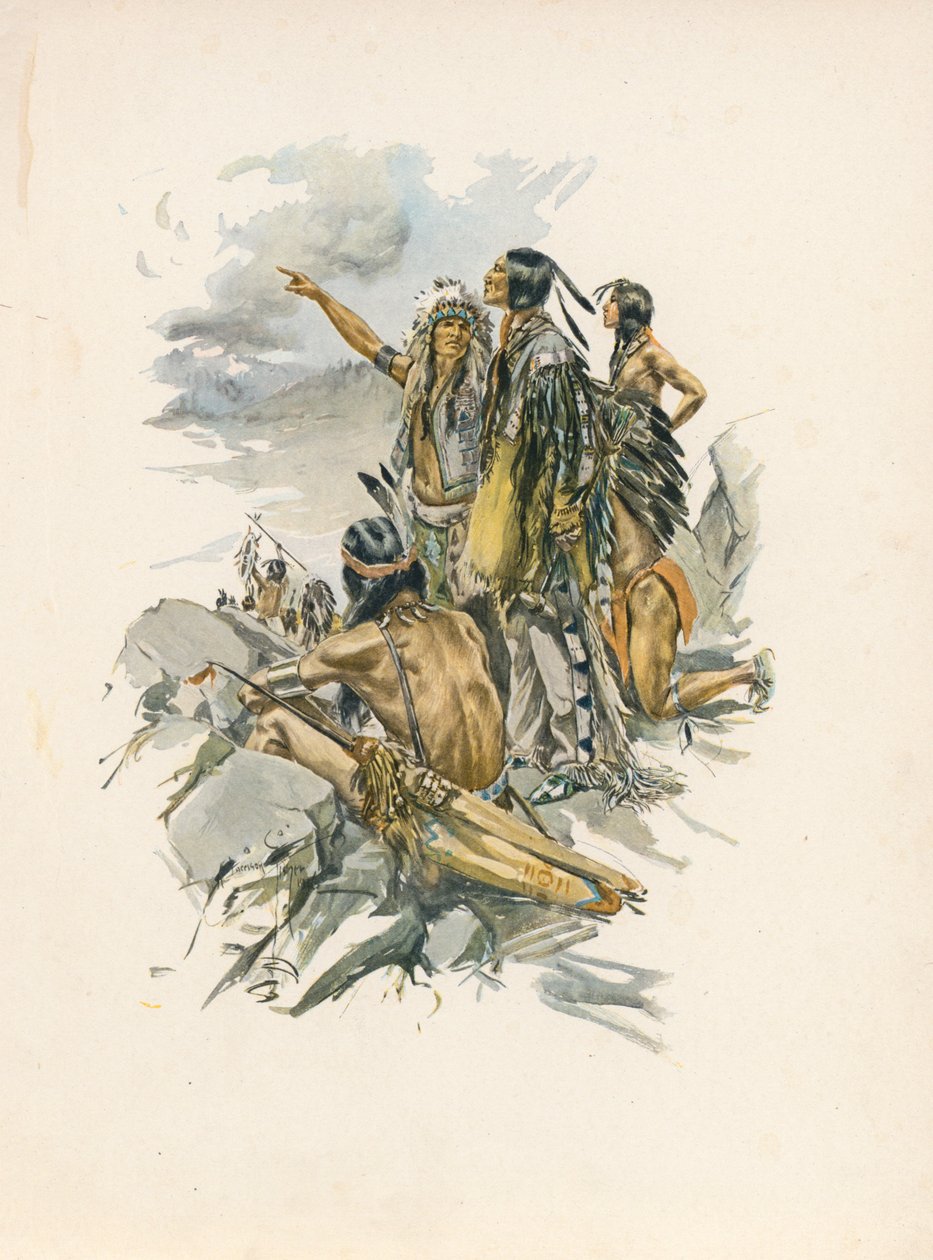 La canzone di Hiawatha di Longfellow (litografia a colori) da Harrison Fisher