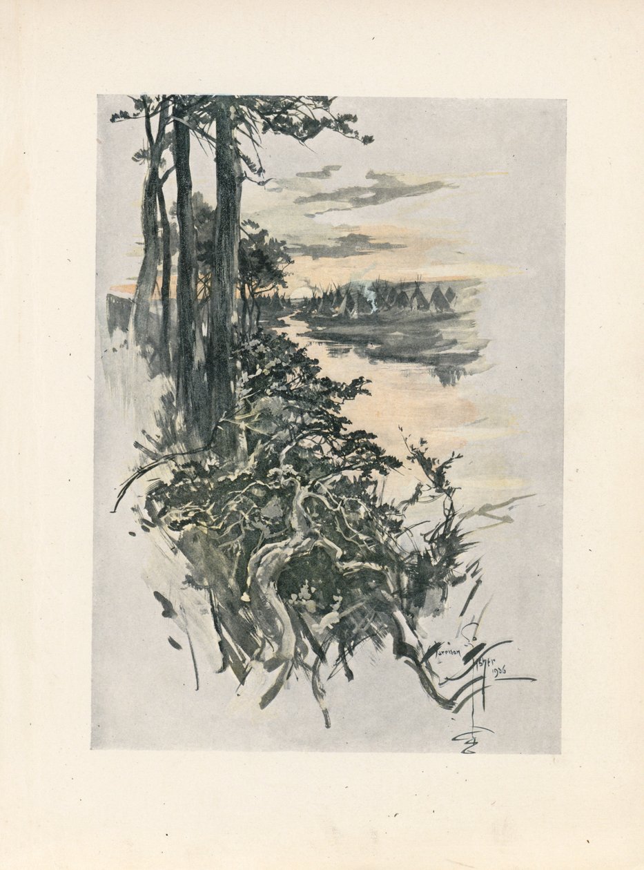 La canzone di Hiawatha di Longfellow (litografia a colori) da Harrison Fisher