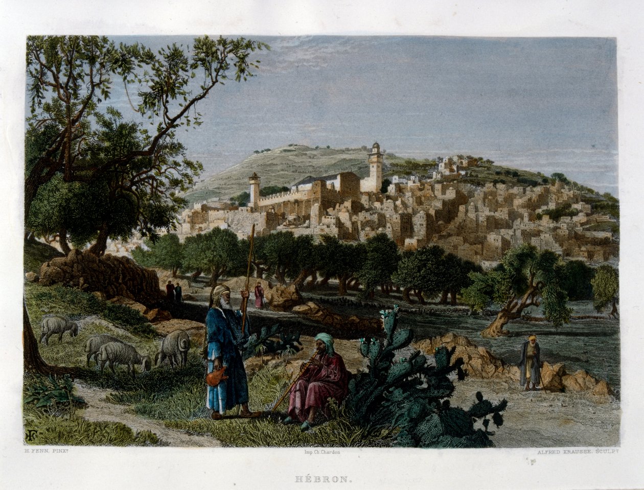 Hebron, inciso da Alfred Krausse dopo un quadro di Harry Fenn, pubblicato in Picturesque Palestine, circa 1875 da Harry ) Fenn