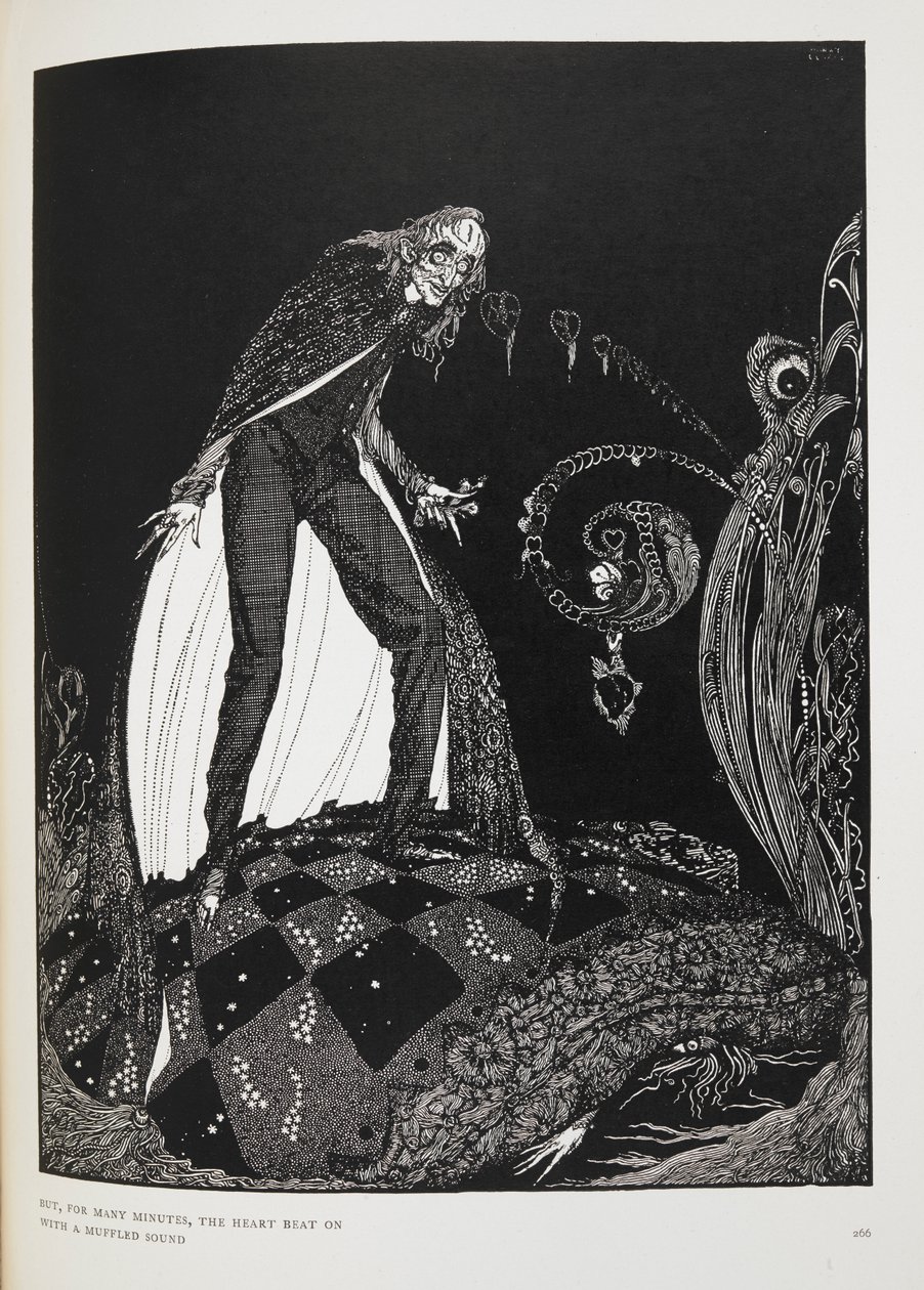 Ma, per molti minuti, il cuore batteva con un suono ovattato (illustrazione) da Harry Clarke