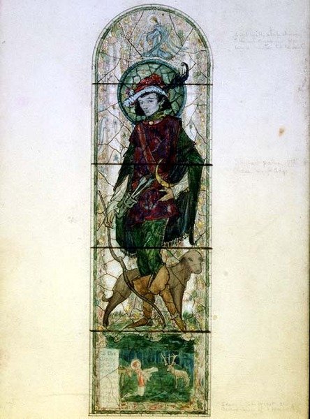 Progetto per una finestra singola con la figura di San Uberto da Harry Clarke