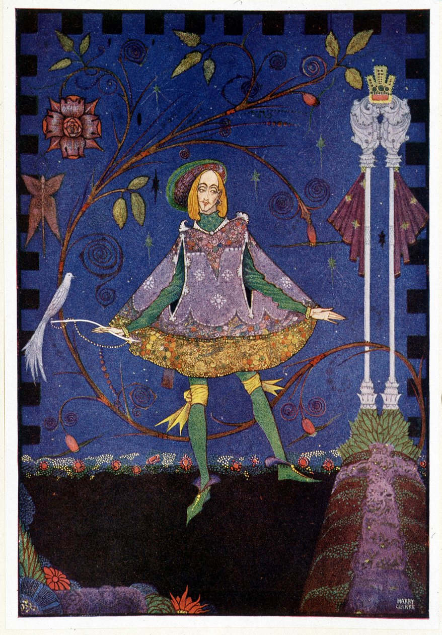 Sulla tomba del padre della principessa crebbe poi un cespuglio di rose - Il guardiano dei porci "La principessa e il porcaro" - in "Fiabe" di Hans Christian Andersen, ill. di Harry Clarke da Harry Clarke