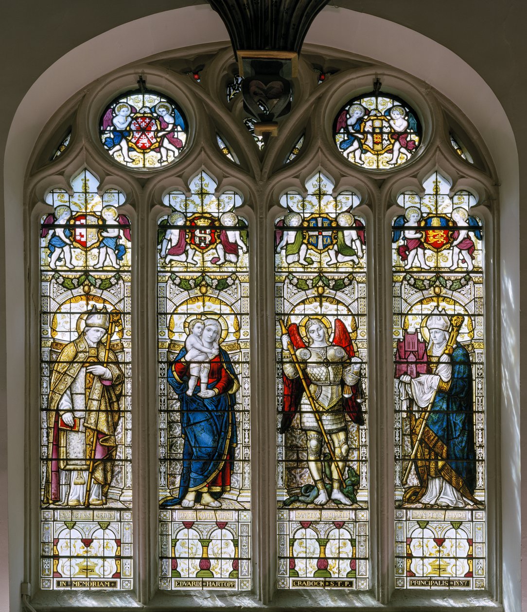 Oxford, Cappella del Brasenose College, James Powell & Sons, Harry Ellis Wooldridge, San Cedda, Madonna e Bambino, San Michele, San Ugo da Harry Ellis Wooldridge