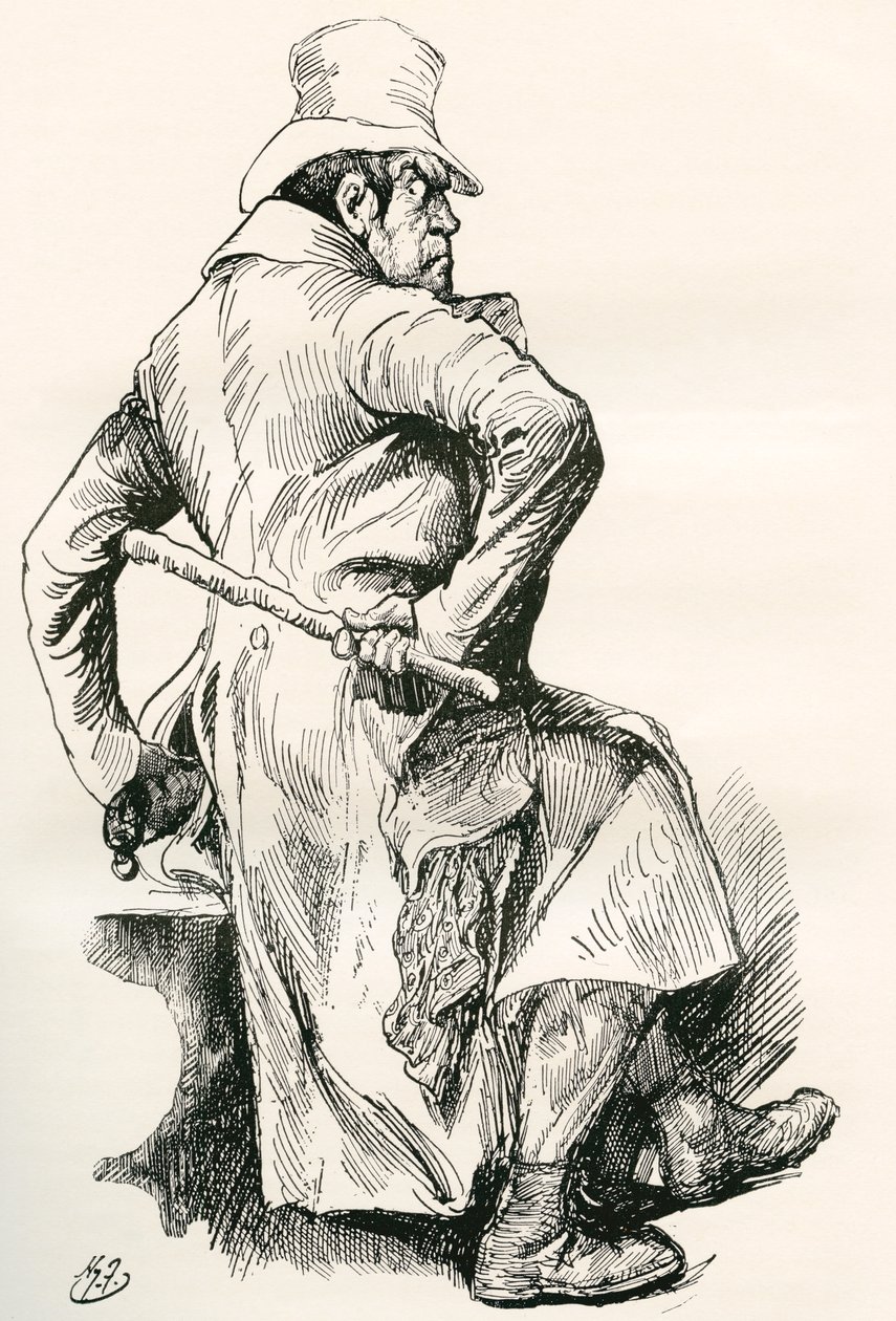 Bill Sikes. Illustrazione di Harry Furniss per il romanzo di Charles Dickens Oliver Twist, dalla The Testimonial Edition, pubblicata nel 1910. da Harry Furniss