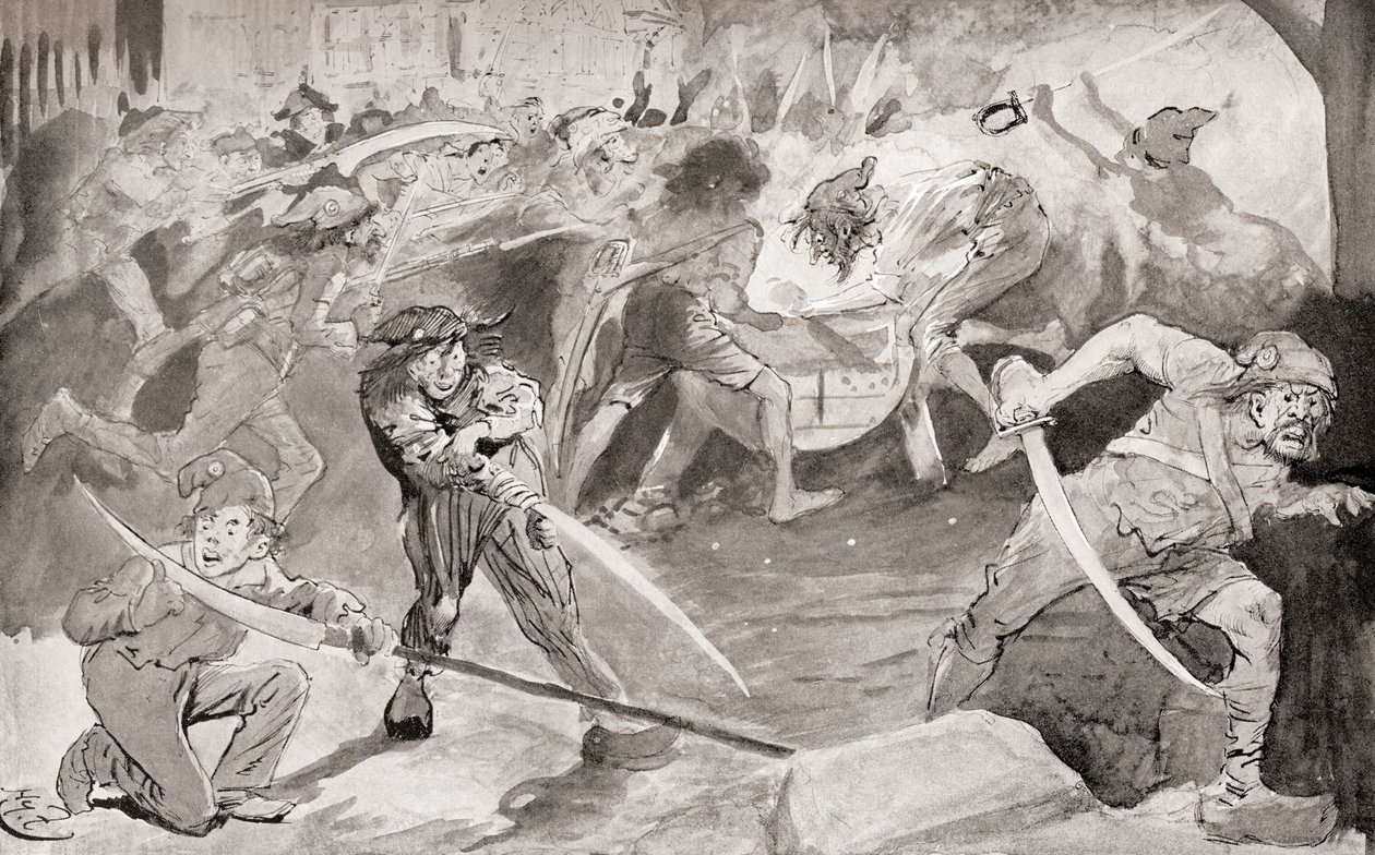 Illustrazione per il romanzo di Charles Dickens Una storia di due città da Harry Furniss