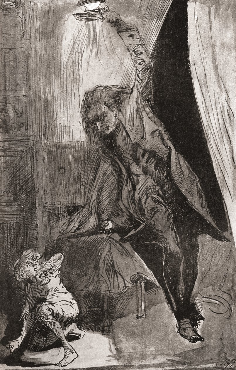 Illustrazione per il romanzo di Charles Dickens Il patto del fantasma da Harry Furniss