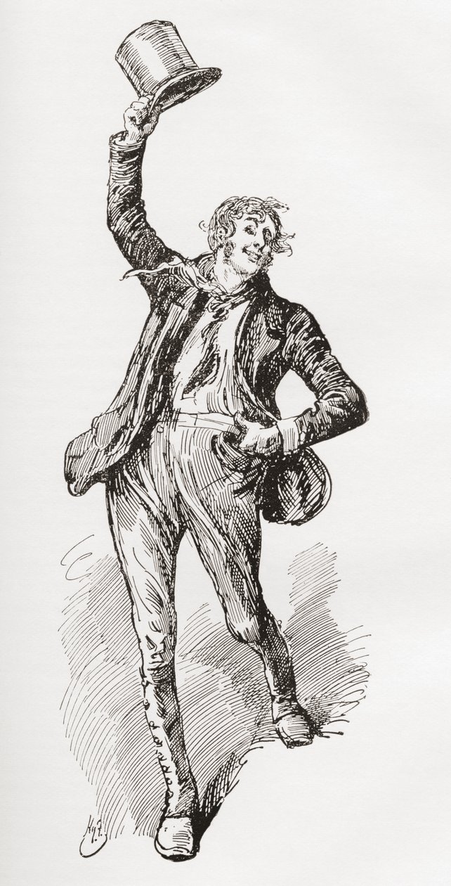 Mark Tapley. Illustrazione di Harry Furniss per il romanzo di Charles Dickens 