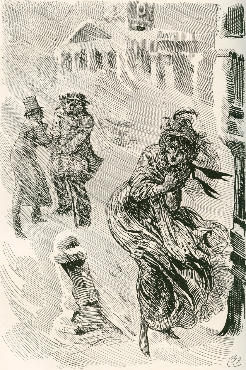 Martha la vagabonda. Illustrazione di Harry Furniss per il romanzo di Charles Dickens David Copperfield, dall