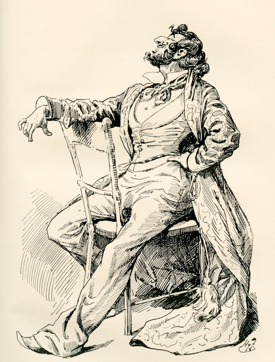 Mr. Alfred Mantalini. Illustrazione di Harry Furniss per il romanzo di Charles Dickens Nicholas Nickleby, dalla The Testimonial Edition, pubblicata nel 1910. da Harry Furniss
