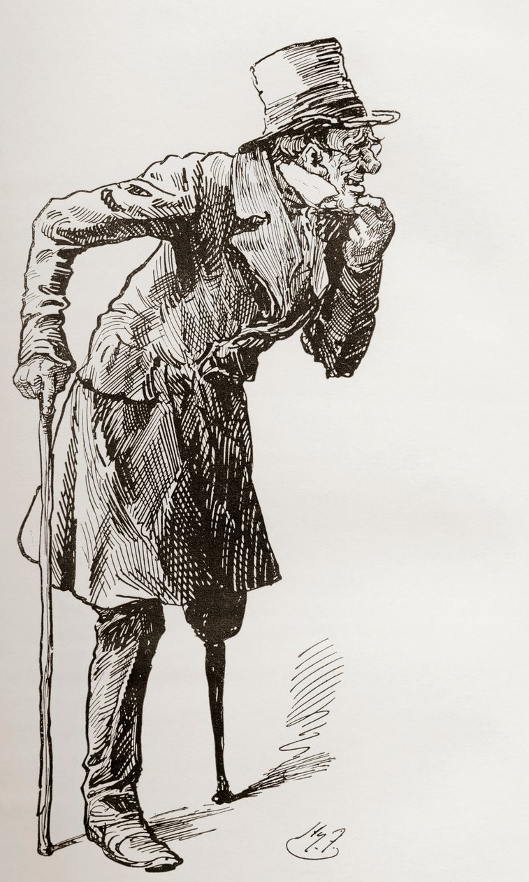 Silas Wegg sulla Strada per il Bower da Harry Furniss