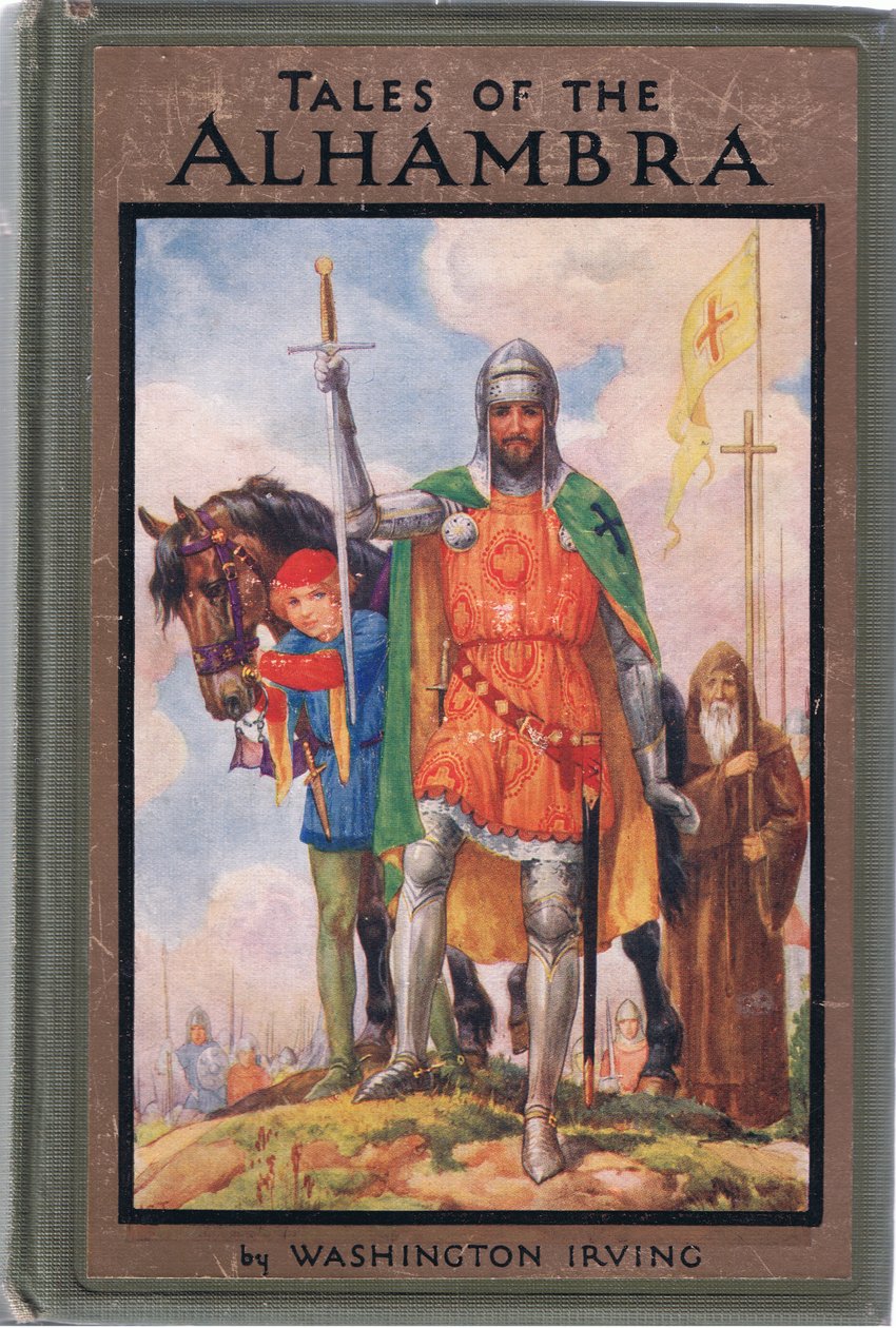 Disegno della prima di copertina, illustrazione da "Tales of Alhambra", 1940 circa (litografia a colori) da Harry George Theaker