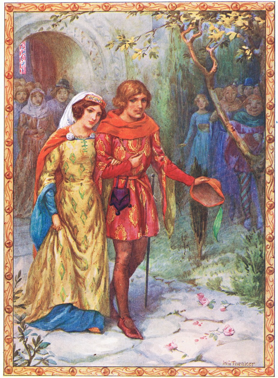 Sposò una signora di alto lignaggio (da La storia di Gamelyn) (litografia a colori) da Harry George Theaker