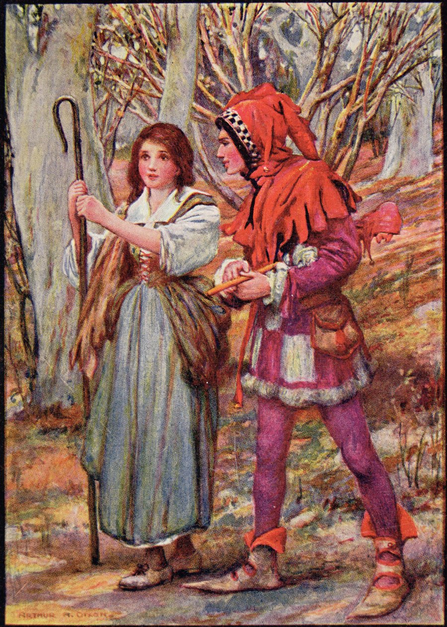 Hladgrun, Olrun e Alvit, da "Wayland the Smith" in "Northern Legends" di Raphael Tuck (litografia a colori) da Harry George Theaker