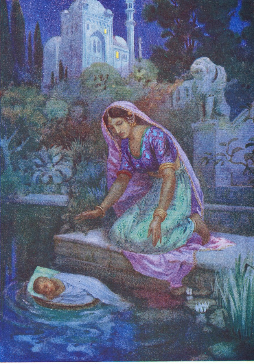 Kunti non osò disobbedire. Dai Fratelli avventurosi, illustrazione da "Storie per bambini di leggende indiane", anni 