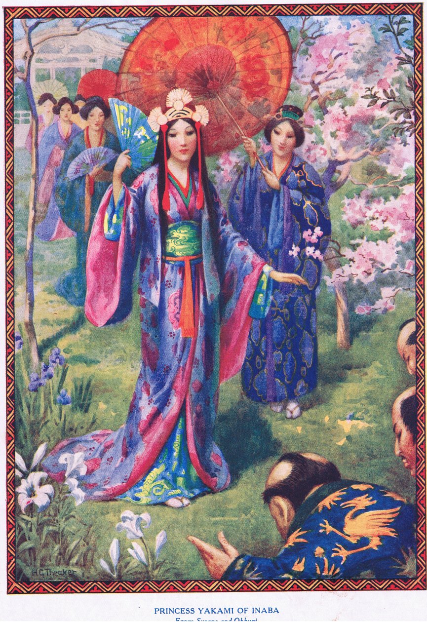 Principessa Yakami di Inaba (da Susano e Ohkuni) (litografia) da Harry George Theaker