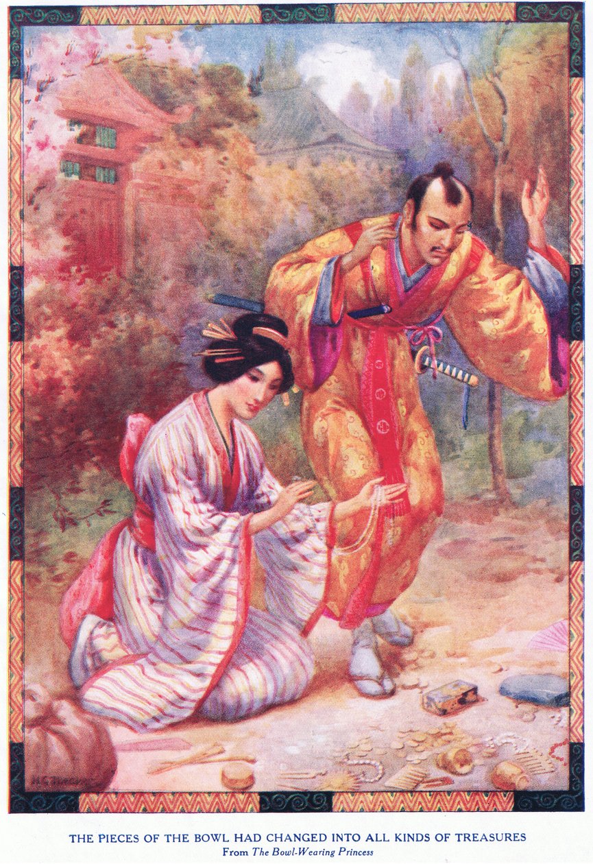 I pezzi della ciotola si erano trasformati in tesori di ogni tipo (dalla Principessa con la ciotola) (litografia) da Harry George Theaker