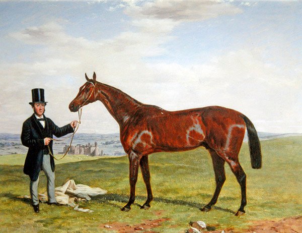 Ritratto di un cavallo da corsa con il suo allenatore da Harry Hall
