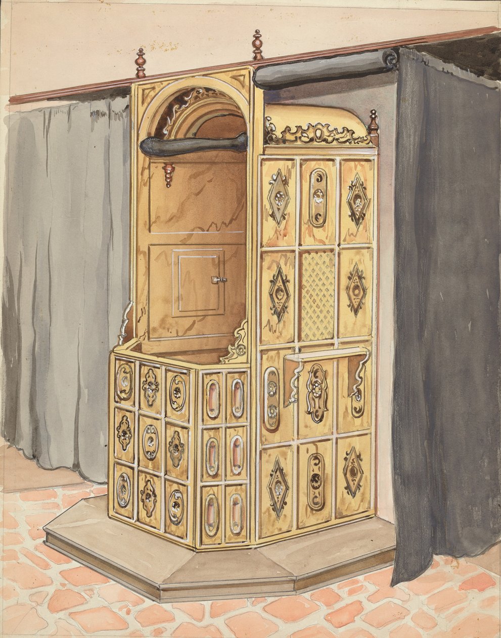 Lato della sedia del confessionale da Harry Mann Waddell