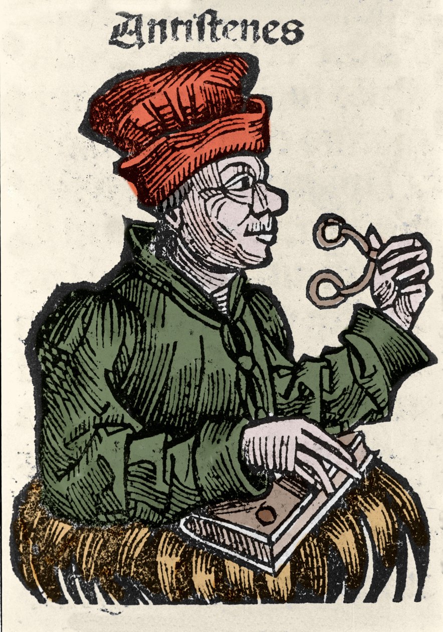 Il filosofo greco Antistene (444-365 a.C.). Xilografia delle "Cronache di Norimberga" di Hartmann Schedel da Hartmann Schedel