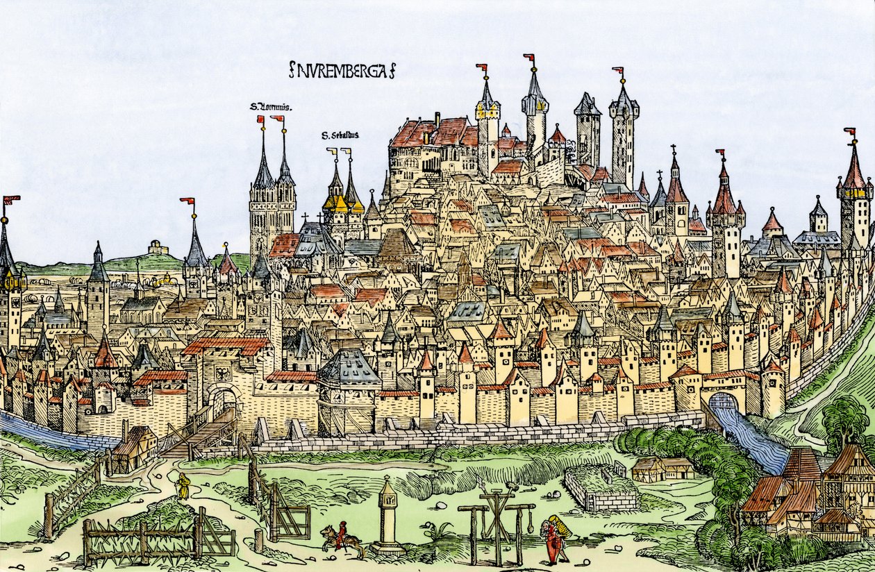 Vista della città di Norimberga, Germania da Hartmann Schedel