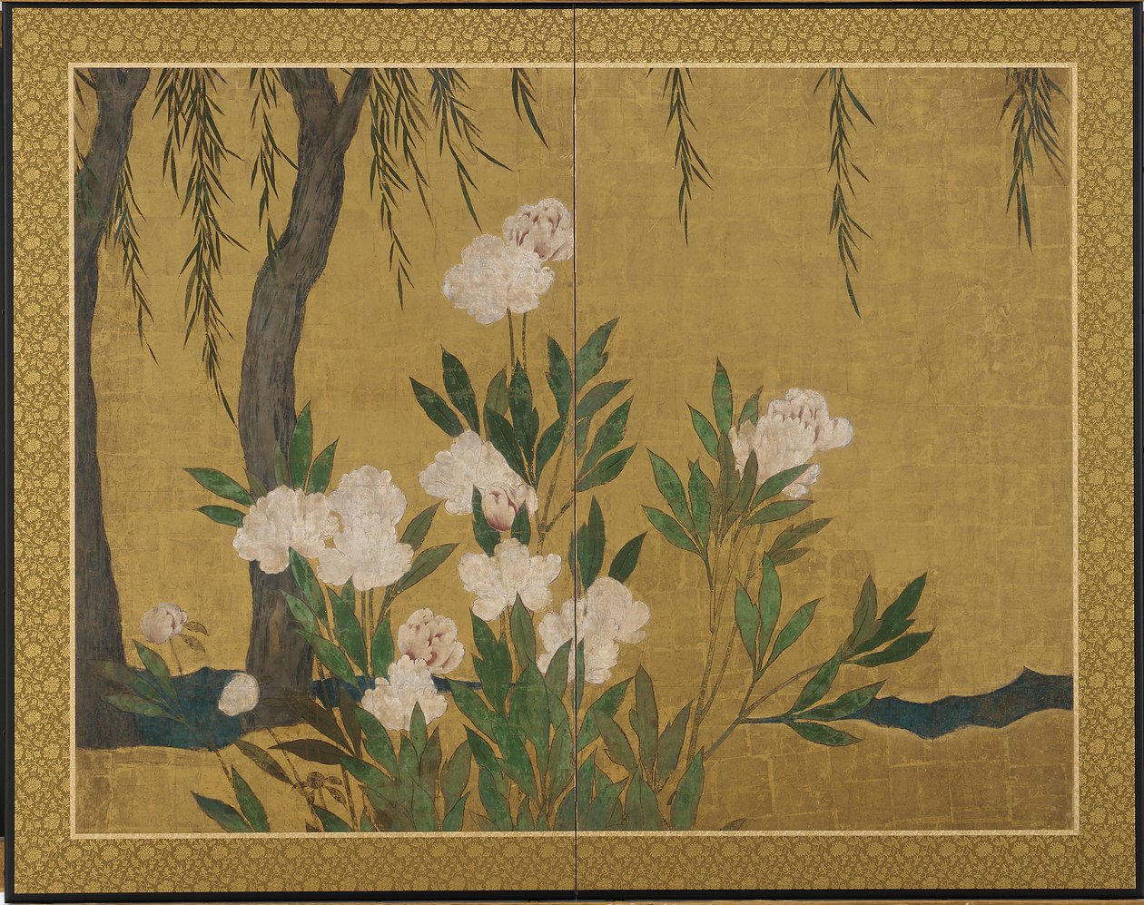 Peonie e salici da Hasegawa Tonin