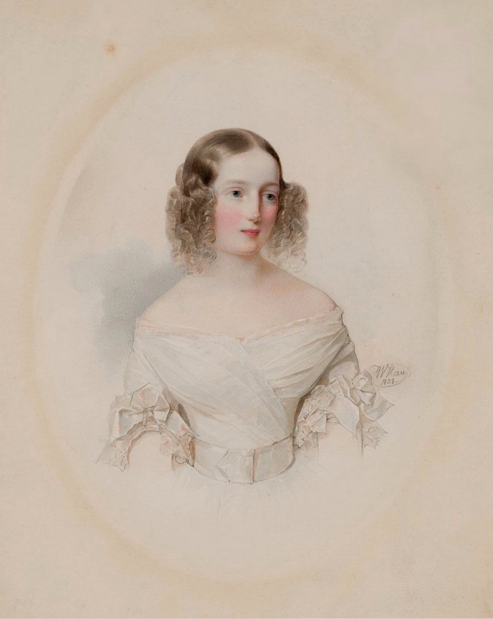 Ritratto della Granduchessa Olga Nikolaevna di Russia 1822-1892, Regina di Württemberg, 1838 da Hau