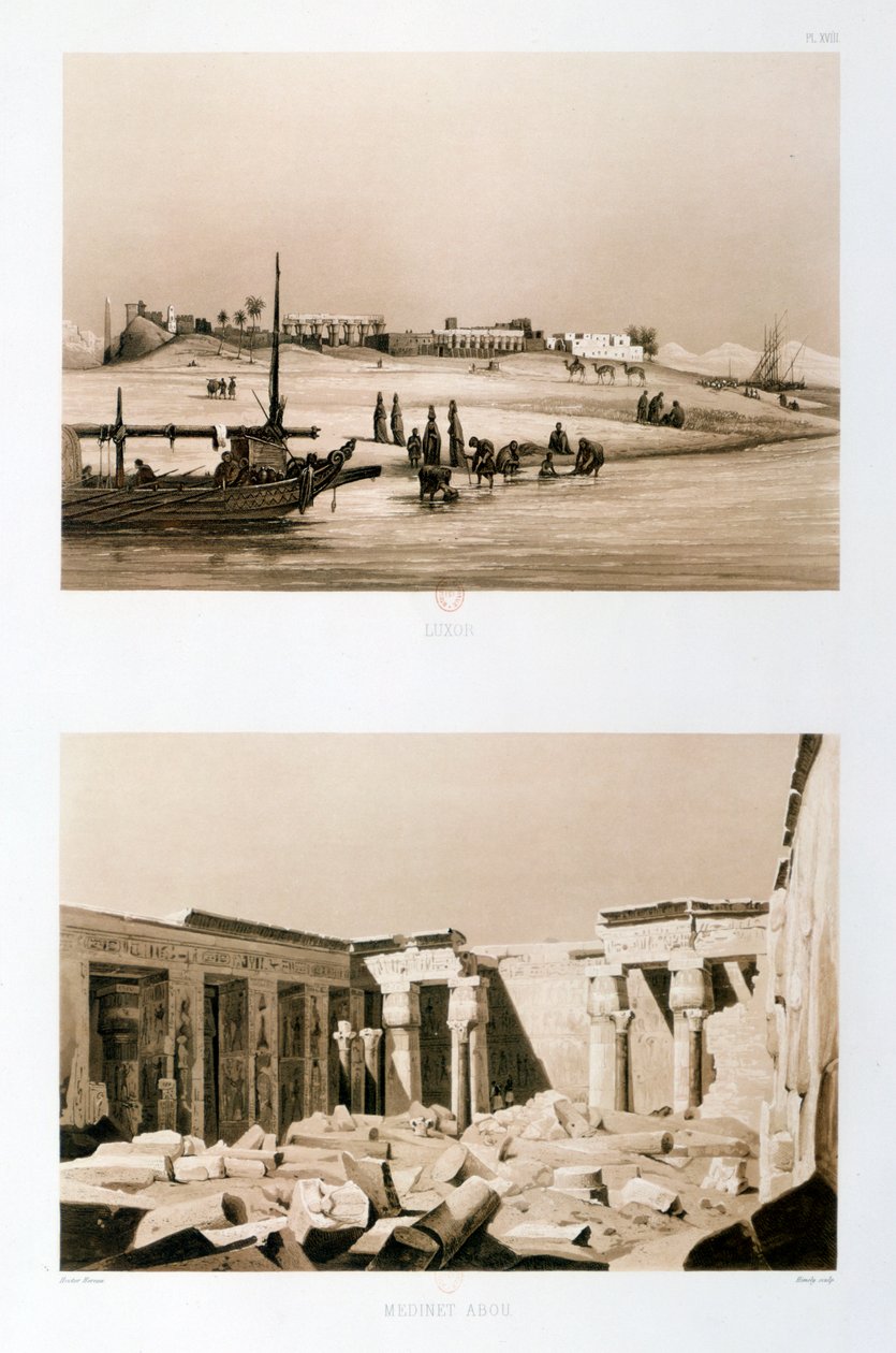 Luxor e Medinet Habu, Egitto, 1841 da Hector Horeau