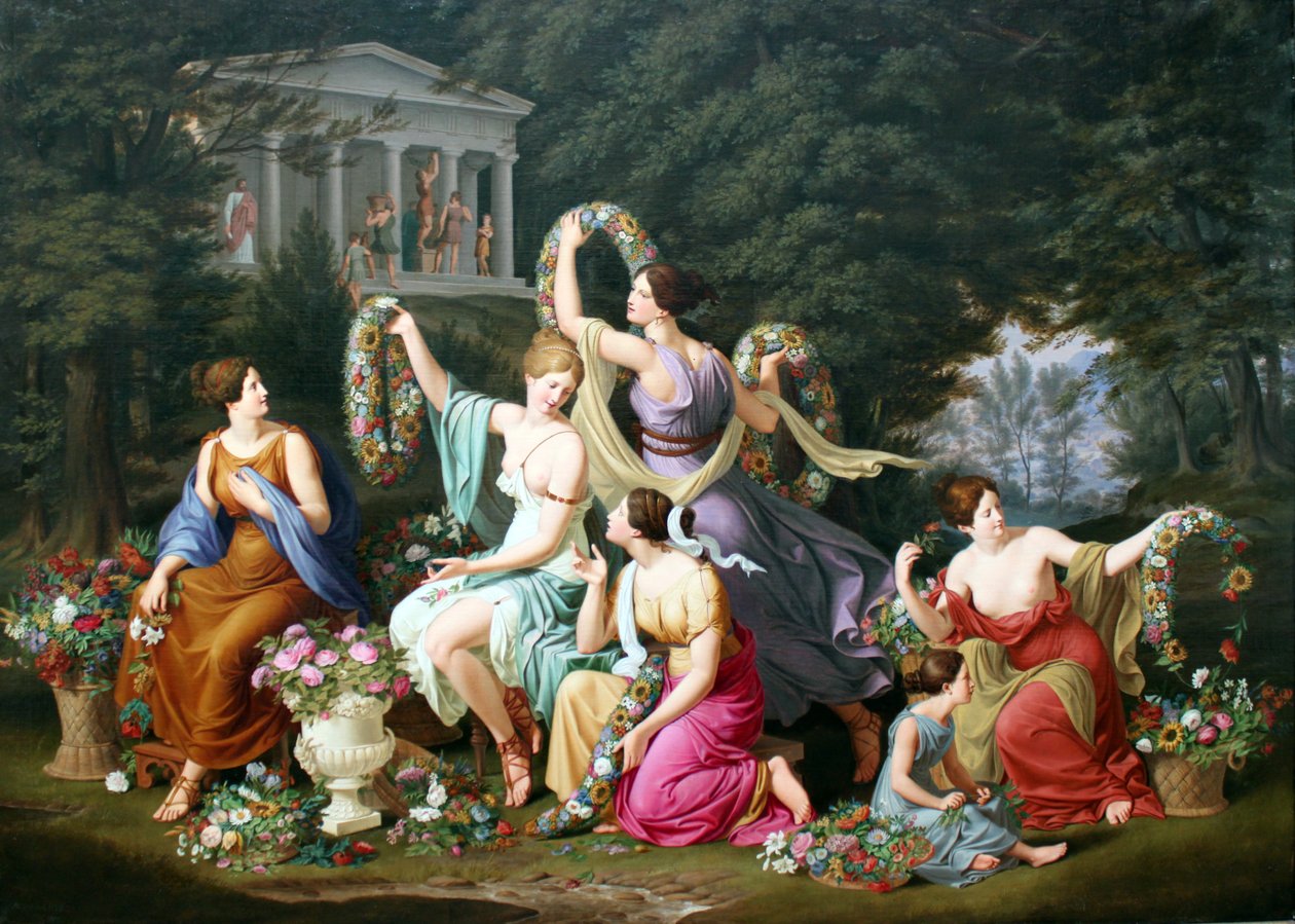 Intrecciatrici di ghirlande da Heinrich Anton Dahling