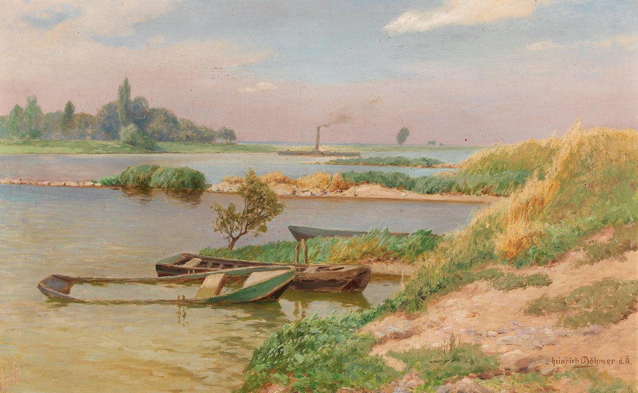 Paesaggio fluviale aperto da Heinrich Bohmer