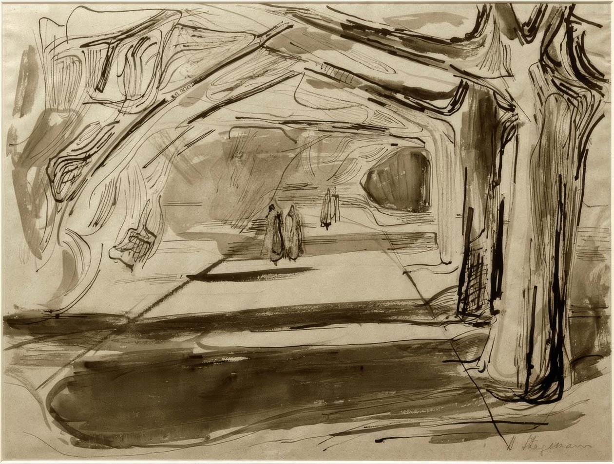 Passeggiatori sotto gli alberi da Heinrich Stegemann