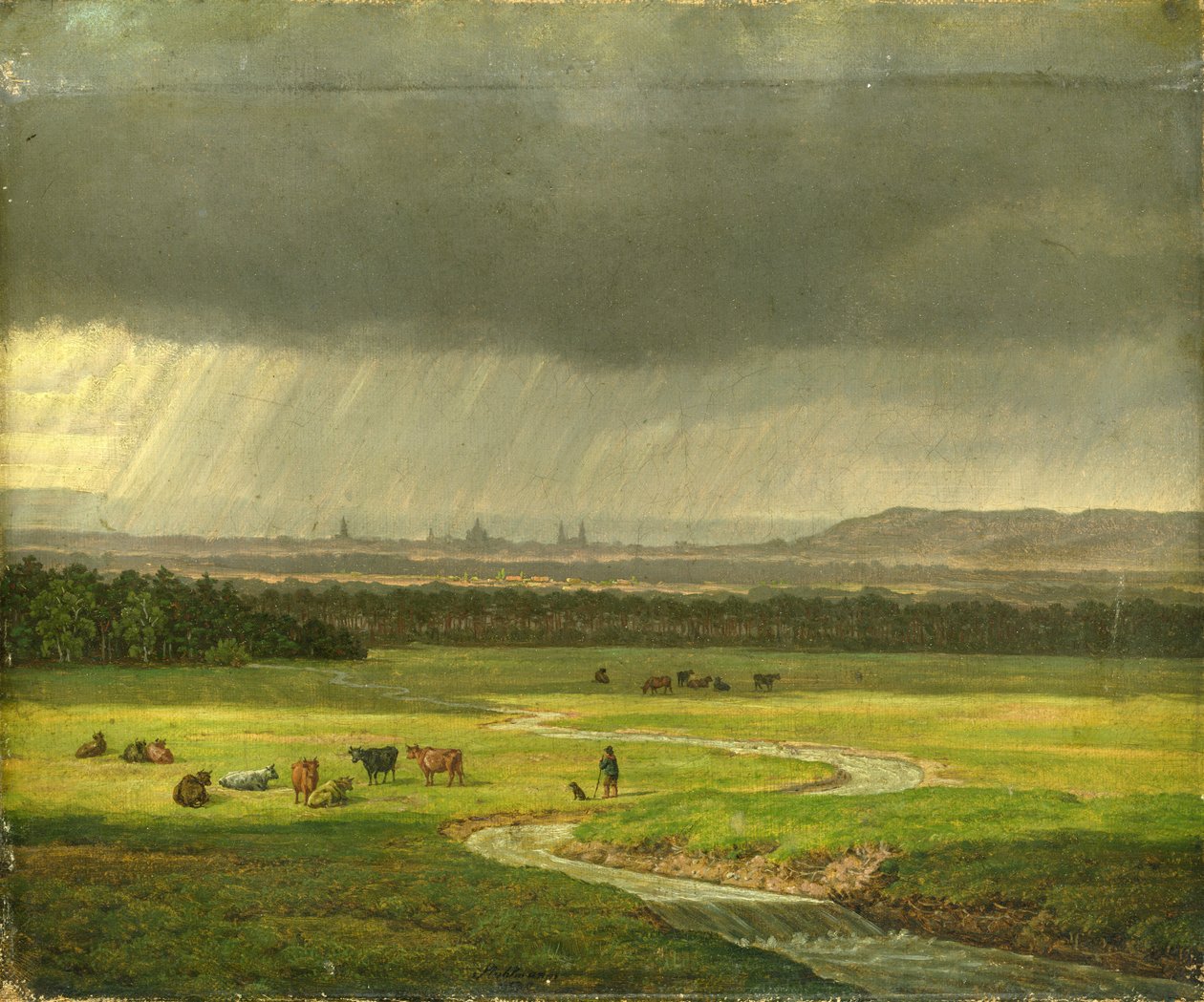 Paesaggio con Dresda in lontananza, 1830 da Heinrich Stuhlmann