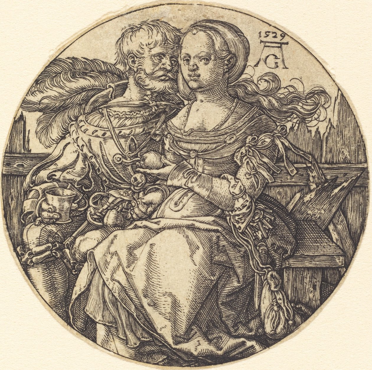 Una coppia di amanti seduti da Heinrich Aldegrever