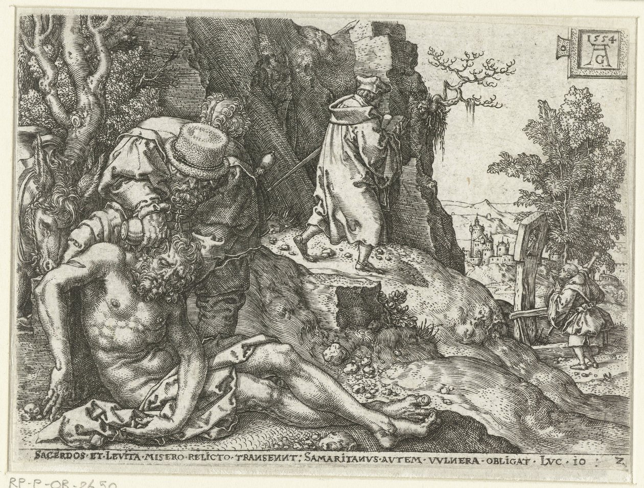 Il buon samaritano cura le ferite da Heinrich Aldegrever