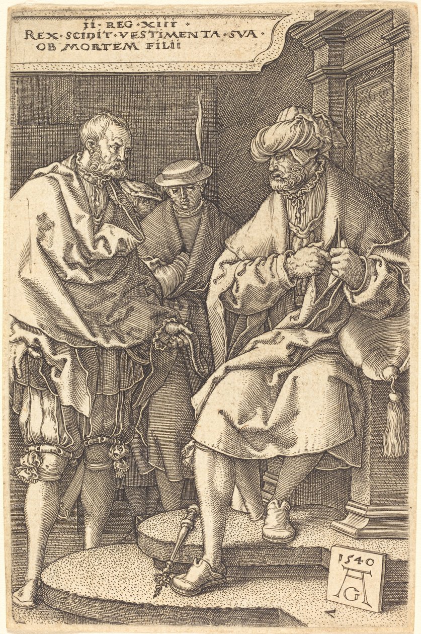Davide si spoglia delle sue vesti alla notizia della morte di suo figlio, 1540 da Heinrich Aldegrever