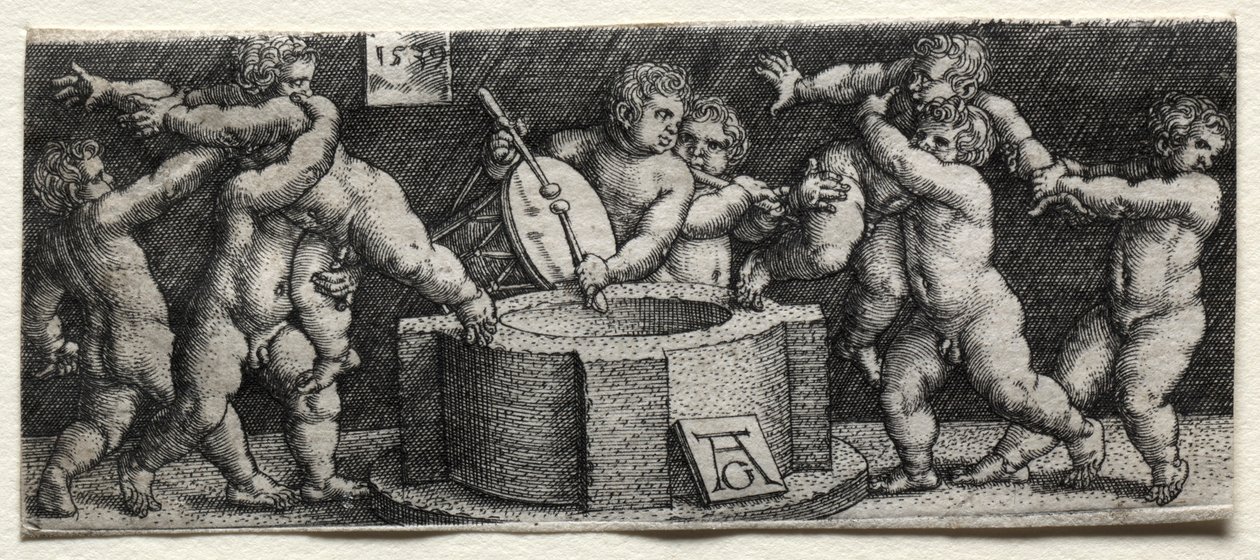 Otto bambini nudi a un pozzo, 1539 da Heinrich Aldegrever