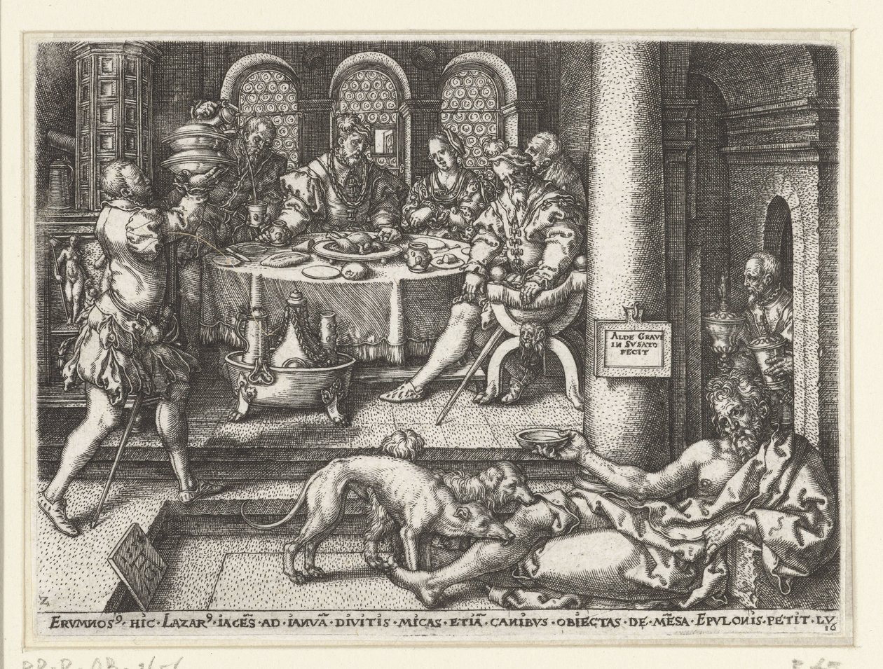 Lazzaro mendica alla porta del ricco da Heinrich Aldegrever