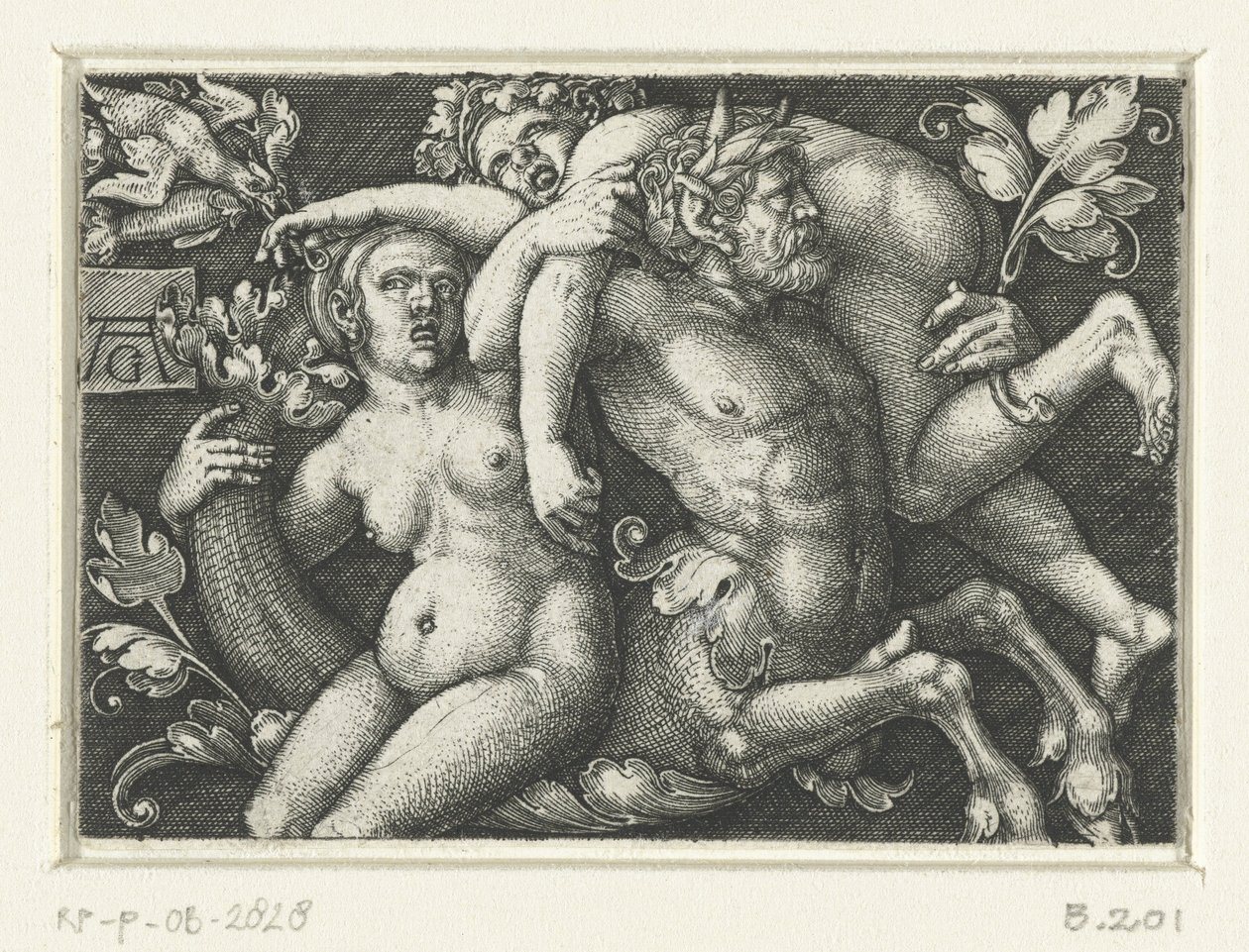 Ornamento con tritone e due nereidi da Heinrich Aldegrever